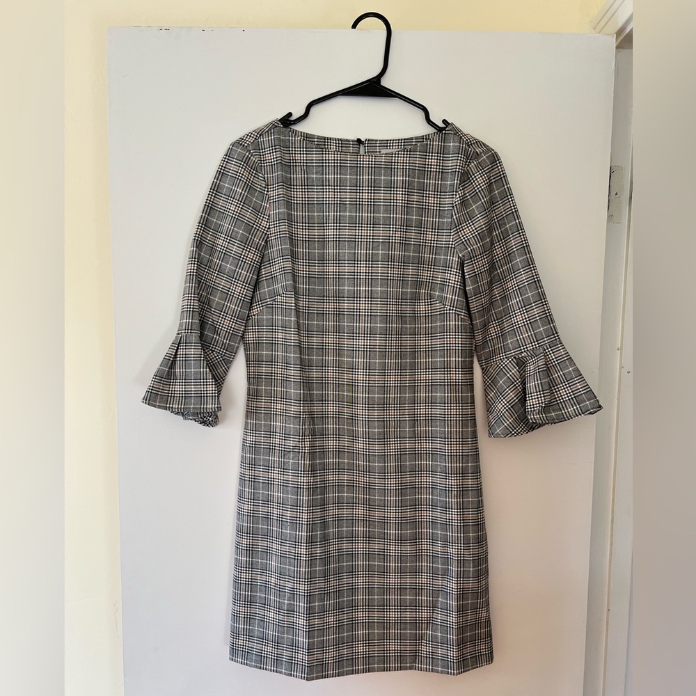 H&M Black and White Plaid Long Sleeve Dress